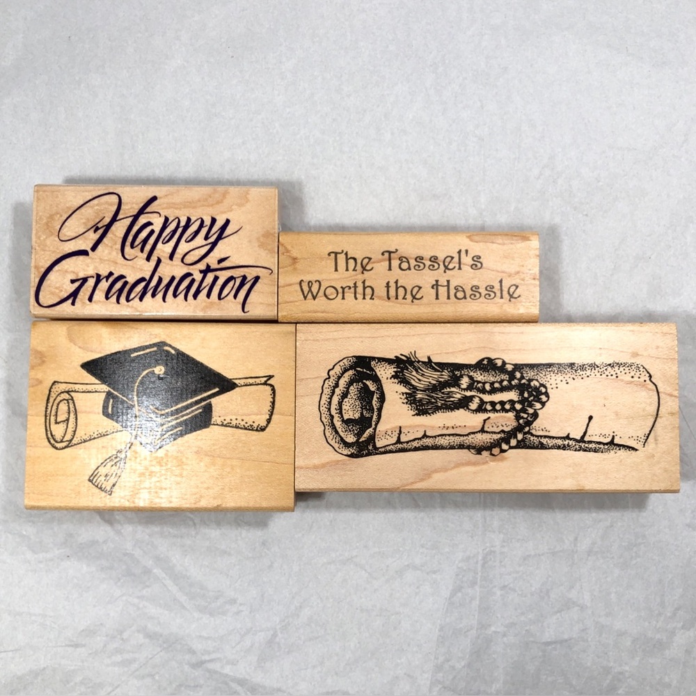4 GRADUATION THEME RUBBER STAMPS - Picture 3 of 6